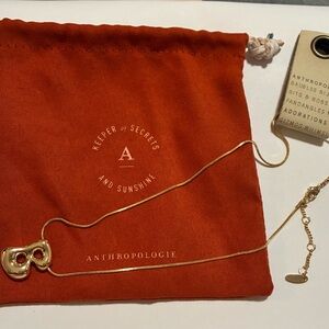 Anthropologie Gold “B” Bubble Initial Necklace NWT